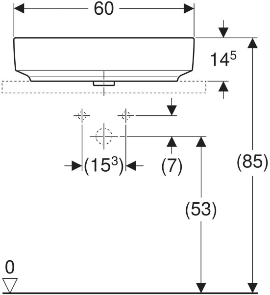 Geberit 500.778.01.2 VariForm pultra ültethető mosdó, ellipszis alakú, csaplyuk-peremmel 60x45cm