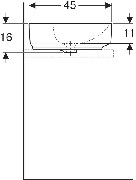 Geberit 500.778.01.2 VariForm pultra ültethető mosdó, ellipszis alakú, csaplyuk-peremmel 60x45cm