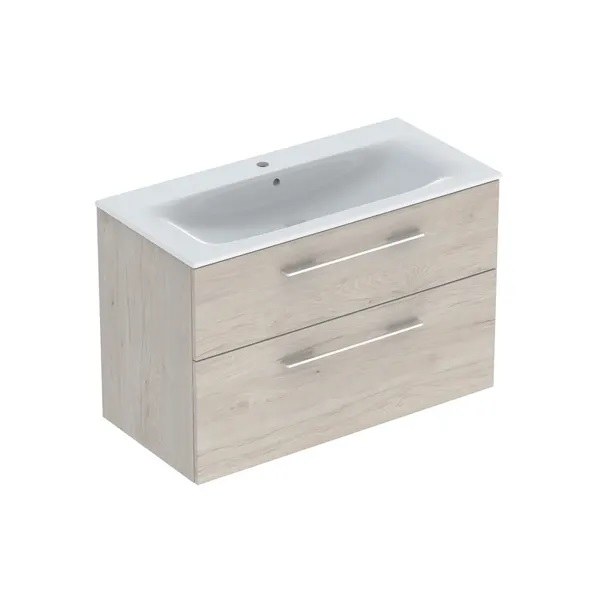 Geberit 501.247.00.1 Selnova Square mosdószekrény, keskeny peremű mosdóval, két fiókkal