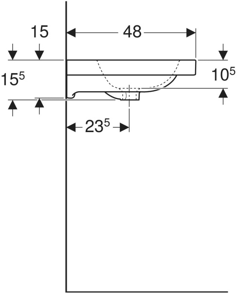 Geberit 501.839.00.1 iCon Light mosdó pakolófelülettel 75x48cm