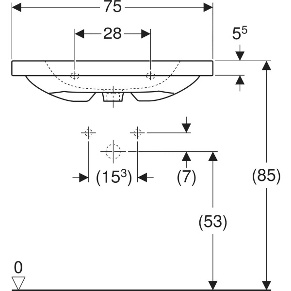 Geberit 501.839.00.1 iCon Light mosdó pakolófelülettel 75x48cm