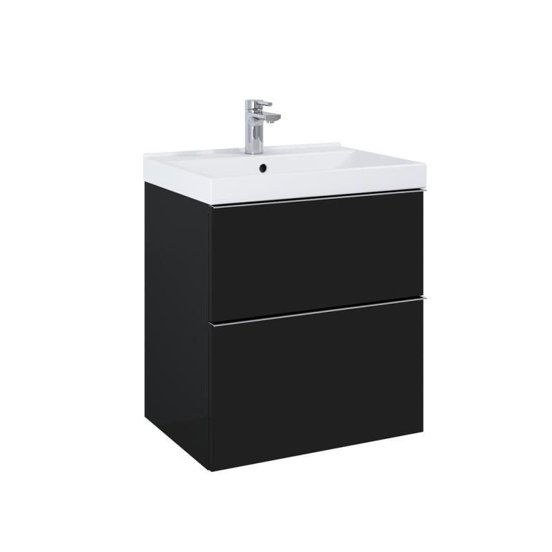AREZZO design MONTEREY 60 cm-es alsószekrény 2 fiókkal Matt fekete színben, szifonkivágással - AR-168105