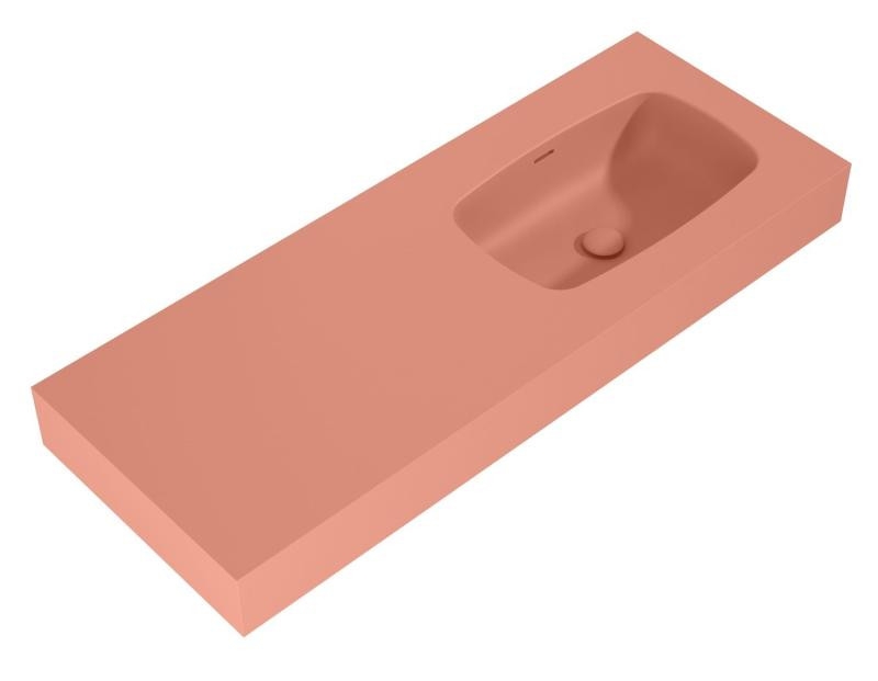 AREZZO design MABEL öntöttmárvány falra szerelhető mosdó 120 cm (60+60) jobb, terra pink - AR-168883