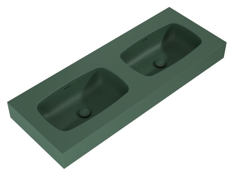 AREZZO design MABEL DUO öntöttmárvány falra szerelhető dupla mosdó 120 cm, matt zöld - AR-168889