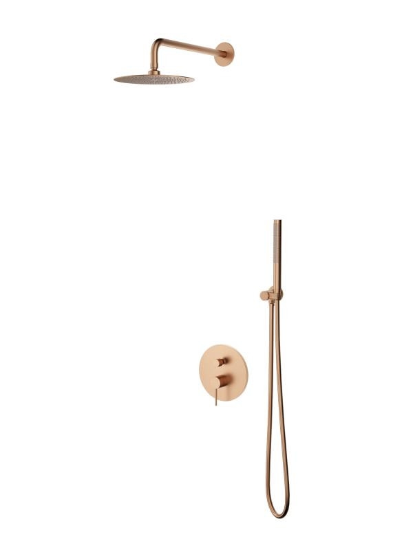 AREZZO design NOVA falsík alatti zuhanyszett falon belüli egységgel, szálcsiszolt rozé arany - AR-2160BR