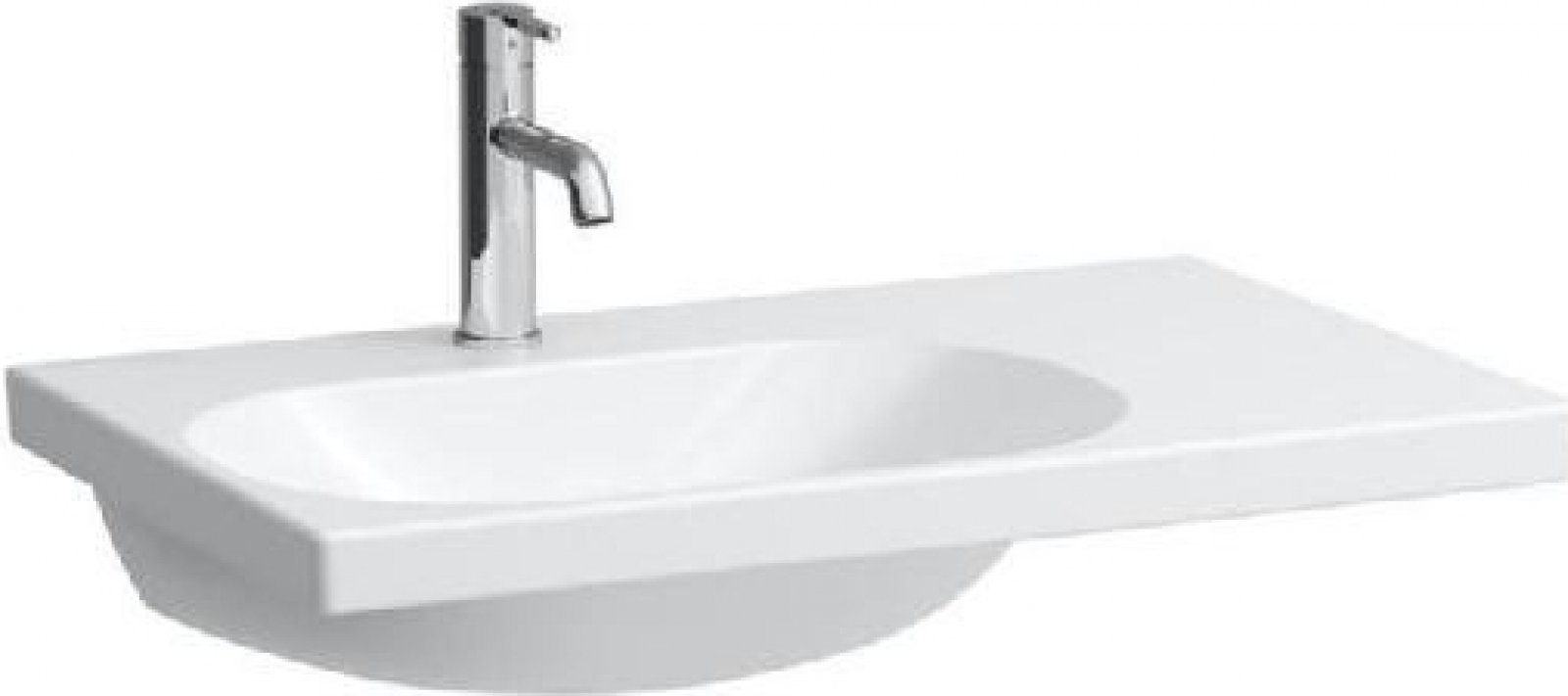 Laufen H8170860001111 LUA mosdó 75x46cm , pakolórész a jobb oldalon, 1 nyitott csaplyukkal középen,túlfolyó nélkül