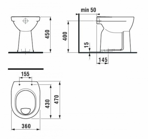 Jika H8253870000001 LYRA PLUS Álló Wc csésze, síköblítésű, függőleges lefolyóval