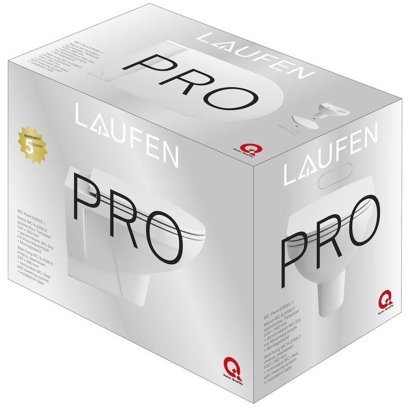 Laufen Pro Rimless, mélyöblítésű,fali Wc szett H8669510000001