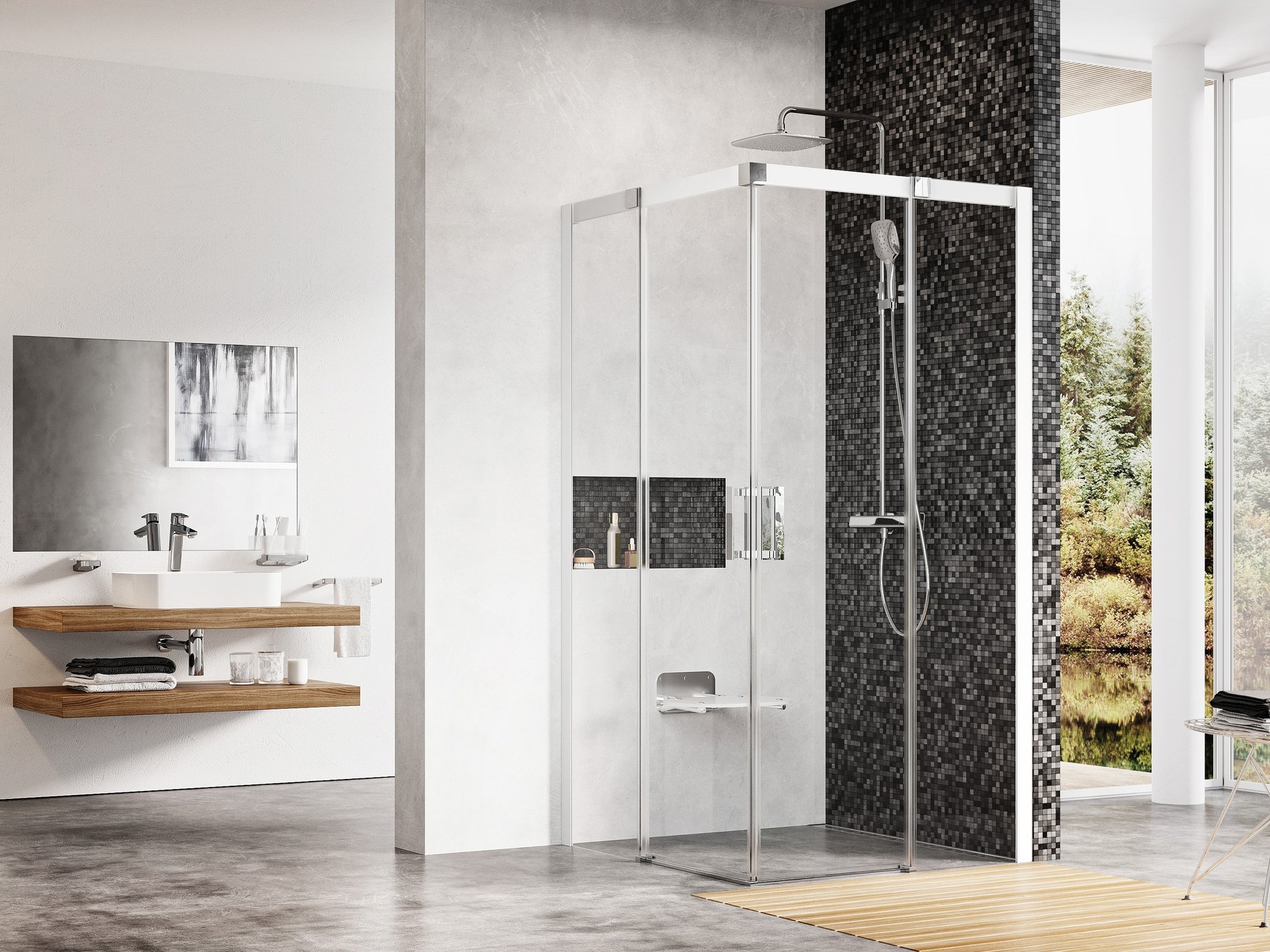 RAVAK 1WVAA100Z1 Matrix MSRV4-100x100 zuhanykabin fehér+transparent