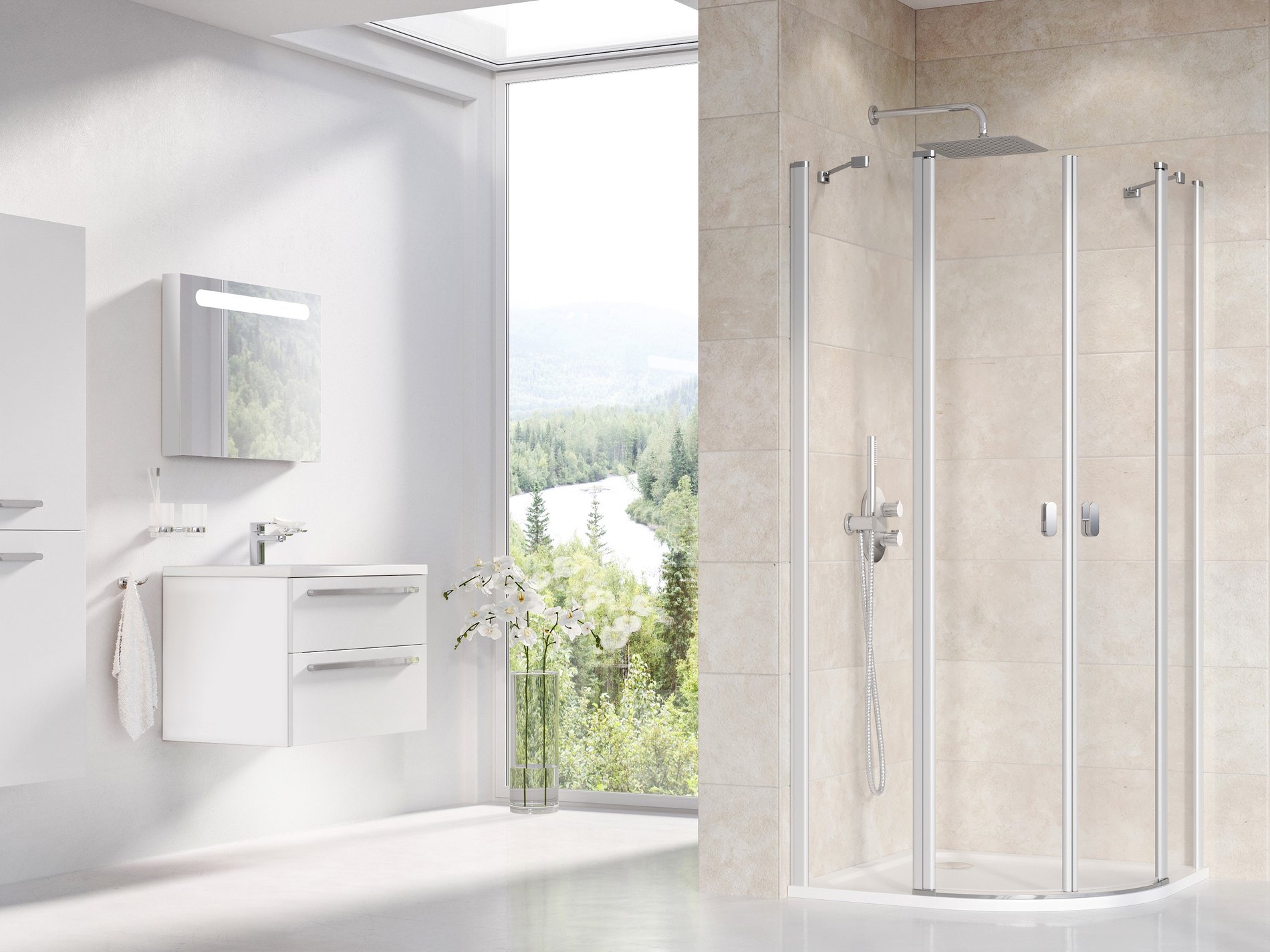 RAVAK 3Q170U00Z1 Chrome CSKK4-90 zuhanykabin szatén+transparent