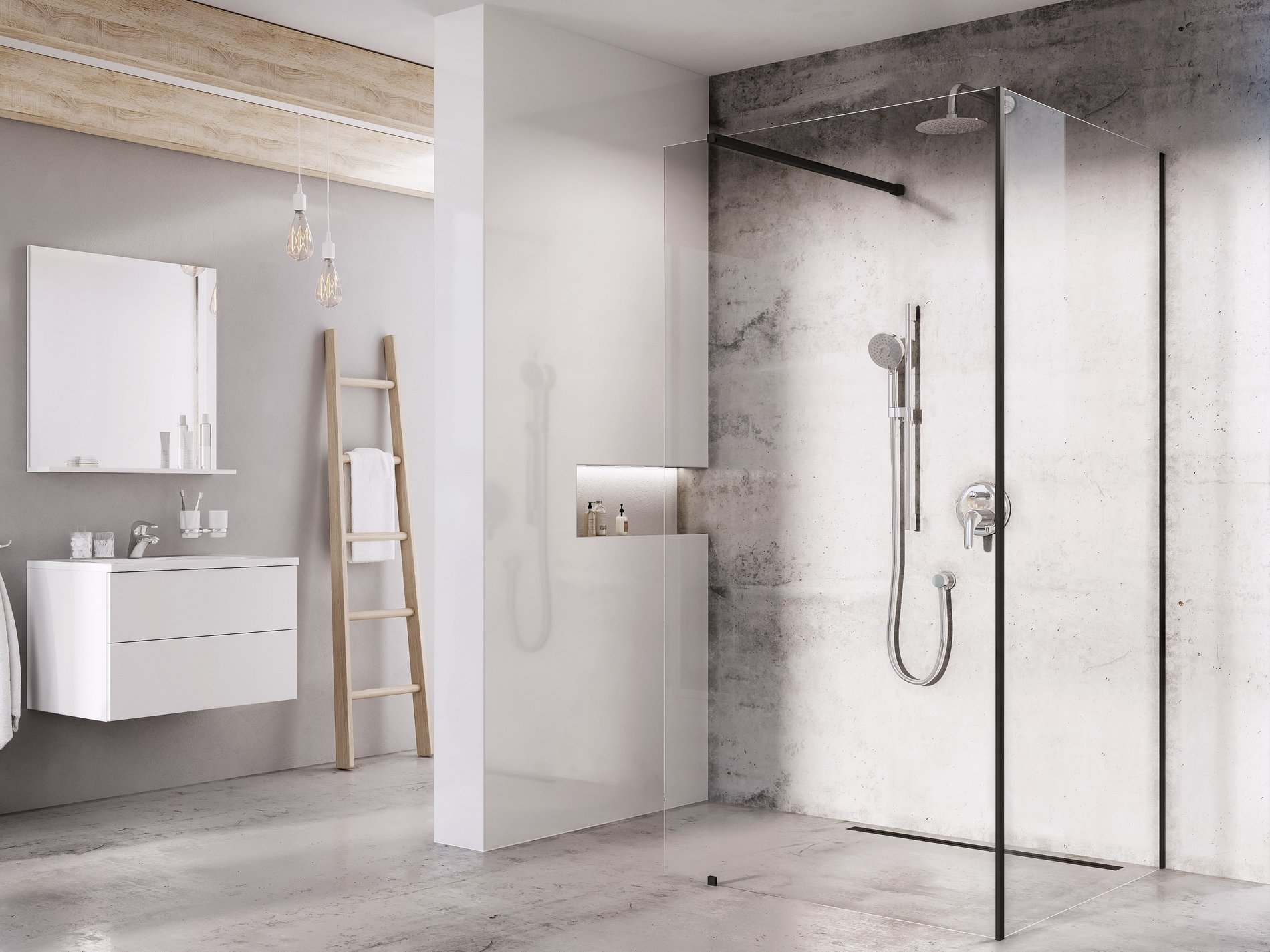 RAVAK GW1CD430SZ1 Walk-In Corner Szett 110x80, zuhanykabin fekete+transparent