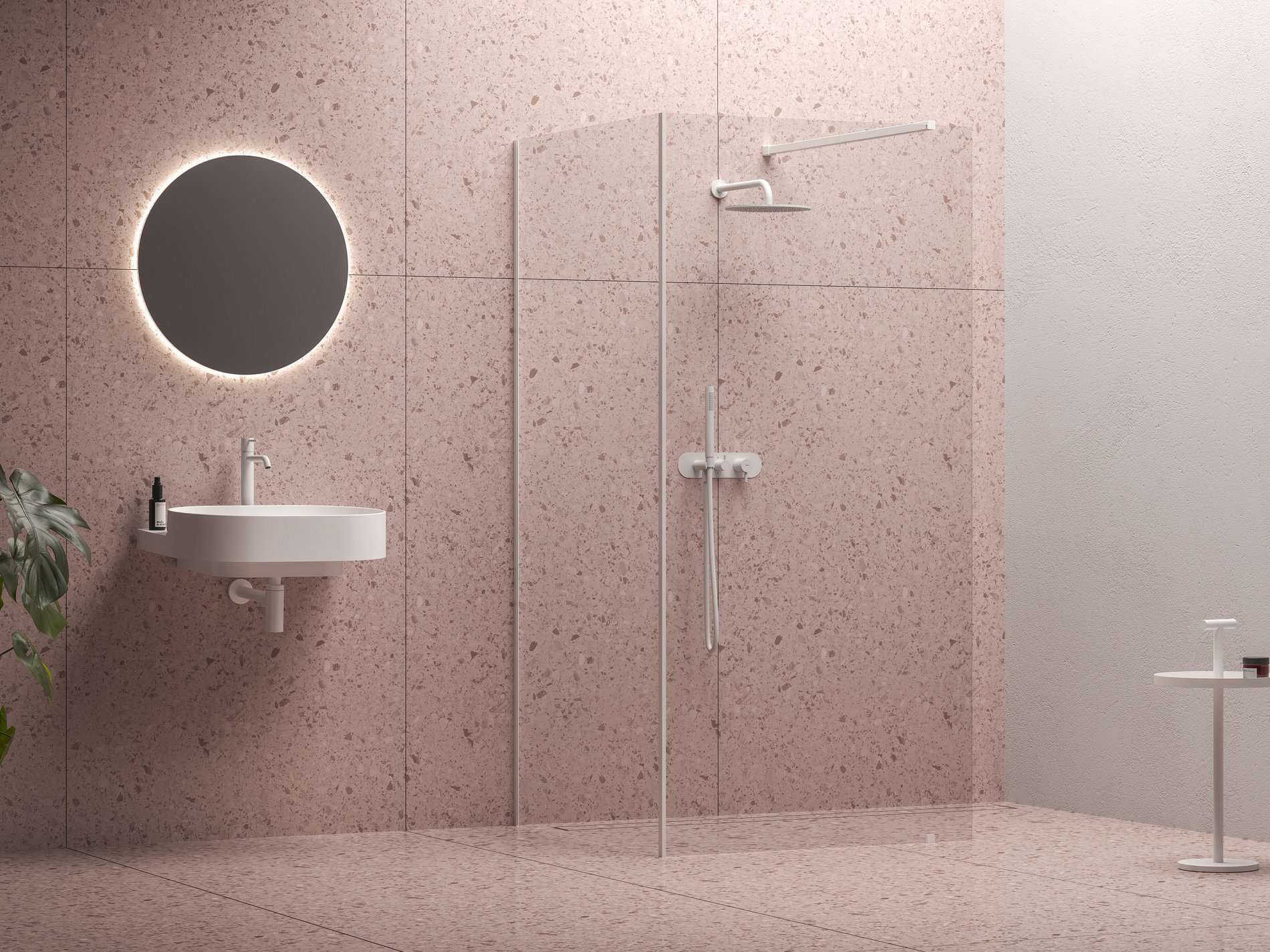 RAVAK GW1CD4E0SZ1 Walk-In Corner Szett 110x80, zuhanykabin matt fehér+transparent
