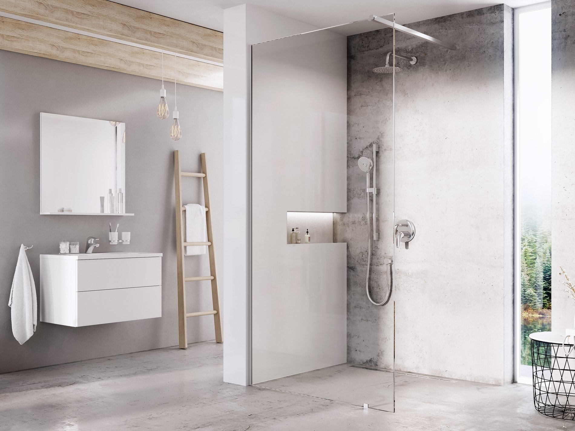 RAVAK GW9W00C0SZ1 Walk-In Wall Szett 60, zuhanykabin krómhatású+transparent