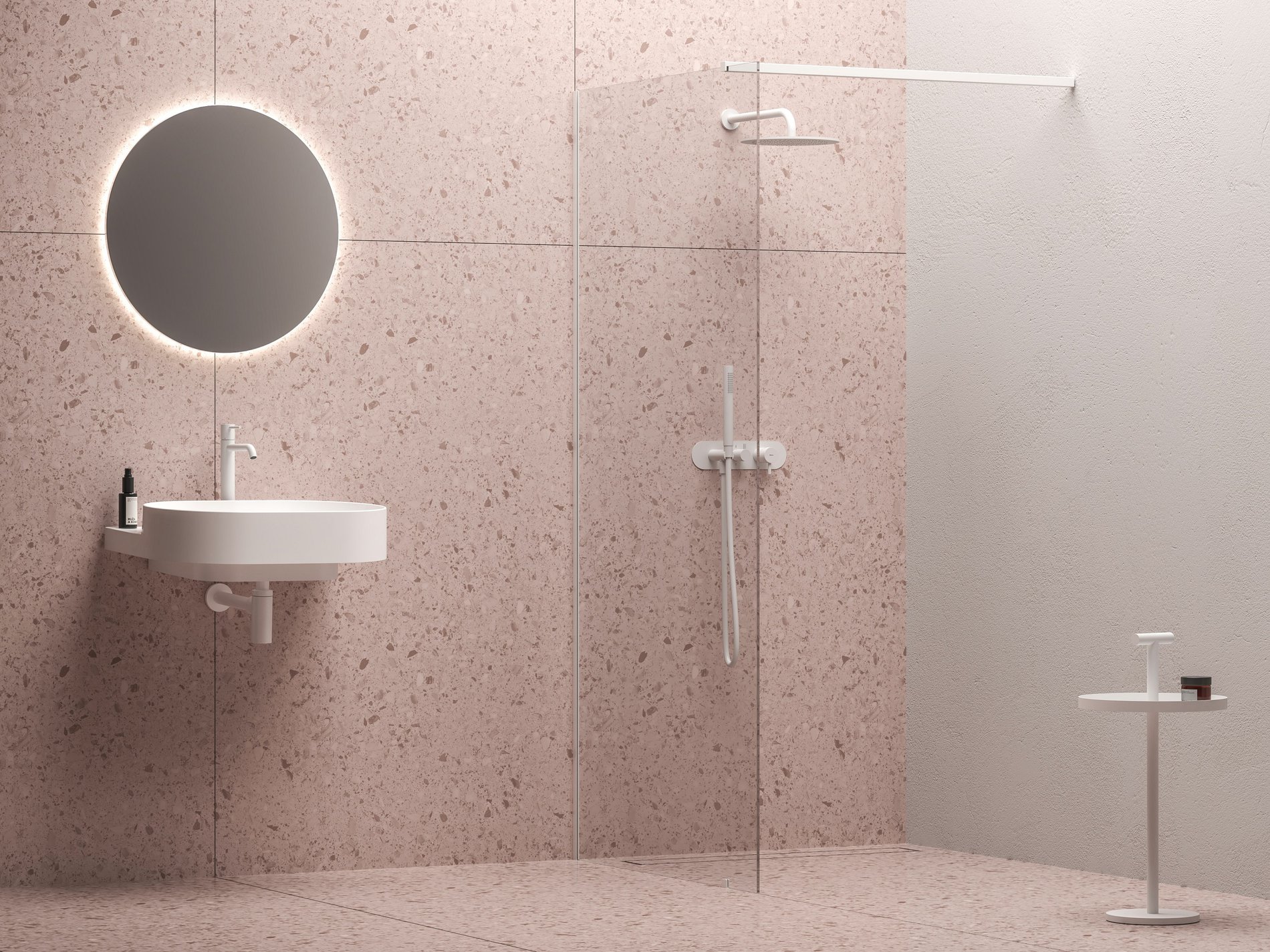 RAVAK GW9W40E0SZ1 Walk-In Wall Szett 80, zuhanykabin matt fehér+transparent