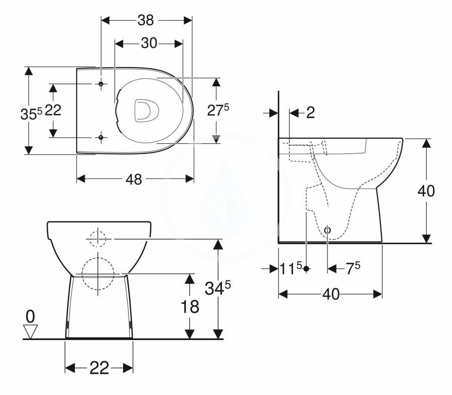 Geberit 500.394.01.1 Selnova Compact álló Wc csésze, falhoz illeszkedő RIMFREE