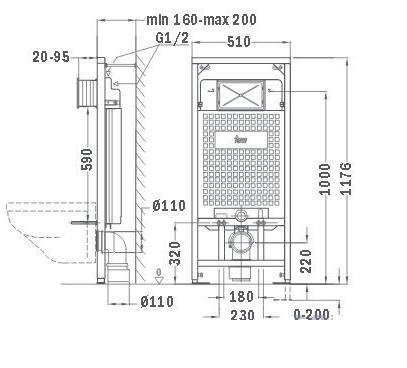 Strohm Teka 731000200 TEKMODUL fali szerelőelem, Wc tartály 73.100.02.00