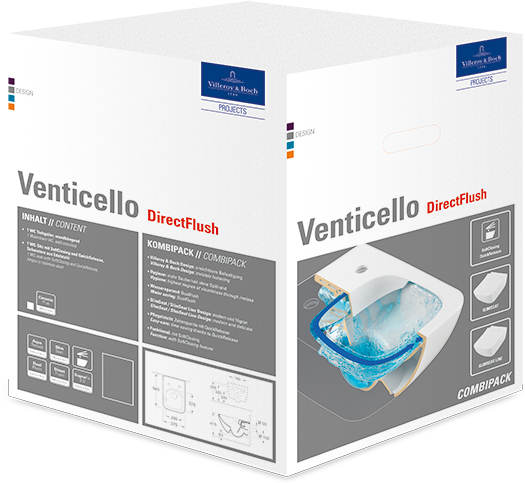 VILLEROY & BOCH VENTICELLO kombipack 4611RS01 Perem nélküli fali WC, lecsapódásmentes ülőkével